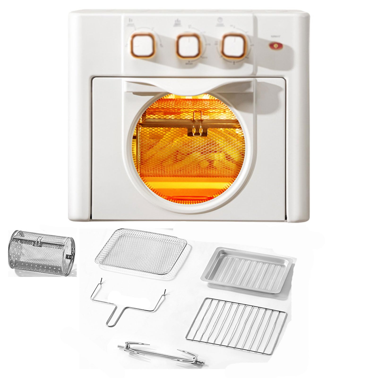 Forno Multifunzione Domestica, Forno a frigorifera elettrica da 18 Litri da 1200 W. Fryer elettrica con 3 manopola Meccanica, Combinazione di Forno tostapane a frigo