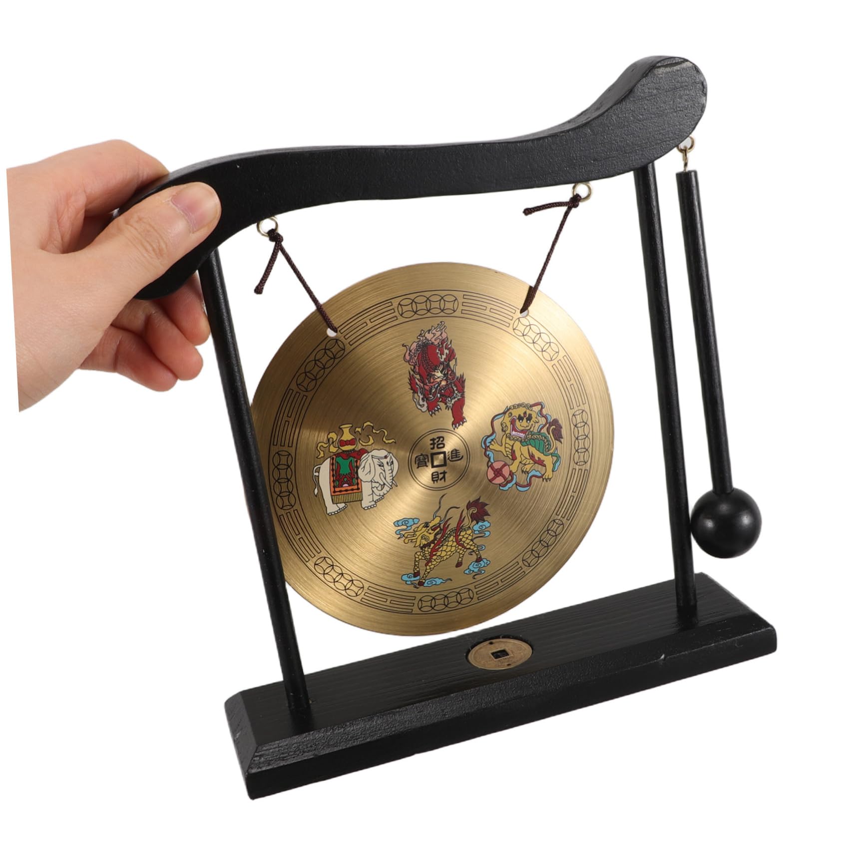 Gong de Latón Feng Shui Vajra 1 Juego Dorado para Escritorio Oficina