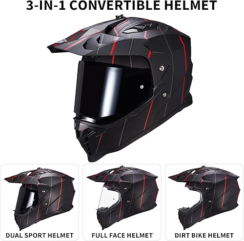 Miniatura 3 de VCOROS Casco de motocicleta de aventura VS-908 ATV Dirt Bike Off Road Motocross casco de cara completa para adultos aprobado por DOT