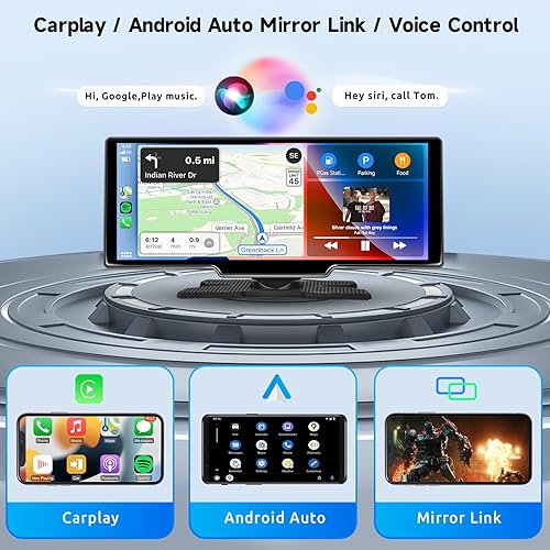 Miniatura 2 de Rimoody Estéreo portátil para automóvil de 10.26 pulgadas, inalámbrico, Apple Carplay, Android 13 2G+32G, pantalla táctil, radio para automóvil con