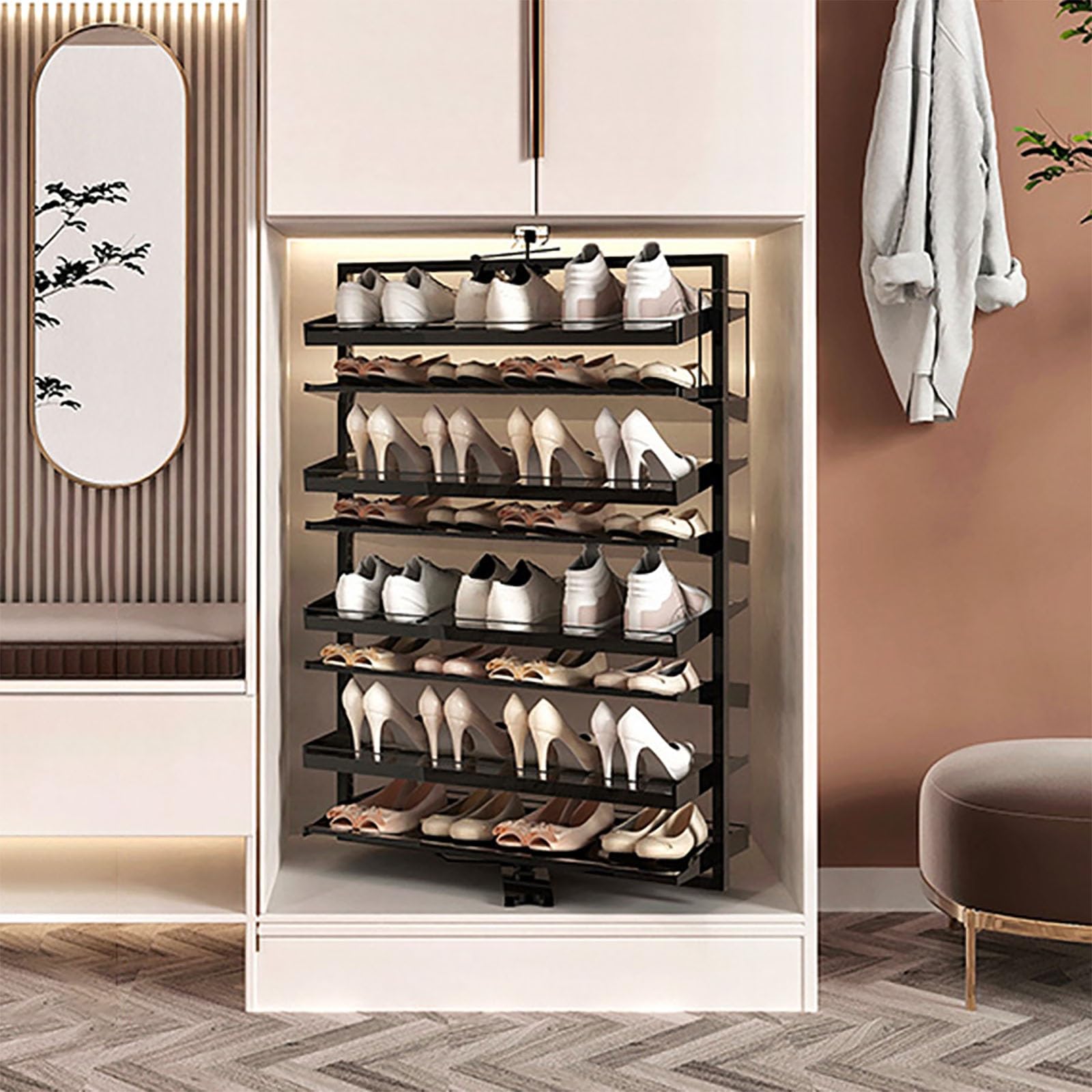 Rangement chaussures coulissant pour placard et entrée organisé : le meuble de salon idéal