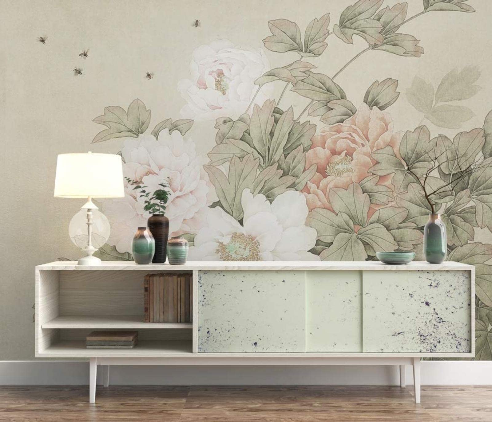Papier peint panoramique pour salon et chambre style peinture chinoise