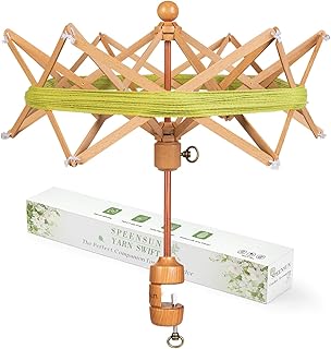 SPEENSUN Wooden Yarn Swift, 4-Step Easy Setup Yarn Umbrella Perfect Match with Yarn Winder, Durable Wood Construction, Foldable Design, Best Christmas Gifts for Knitters & Crocheters