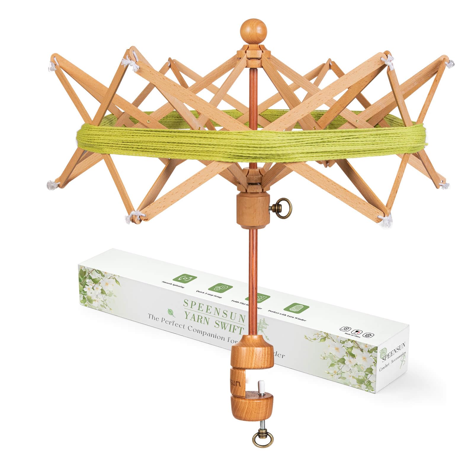 SPEENSUN Foldable Beech Wood Yarn Swift, 4-Step Setup Umbrella for Skeins