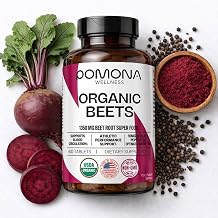 Pomona Wellness Organic Beetroot Supplement Tablets 1350mg, 60 Count | Beet Root Powder for Blood Pressure, Heart Health, Circulation, Nitric Oxide, Energy & Athletic Performance, Non-GMO, Vegan