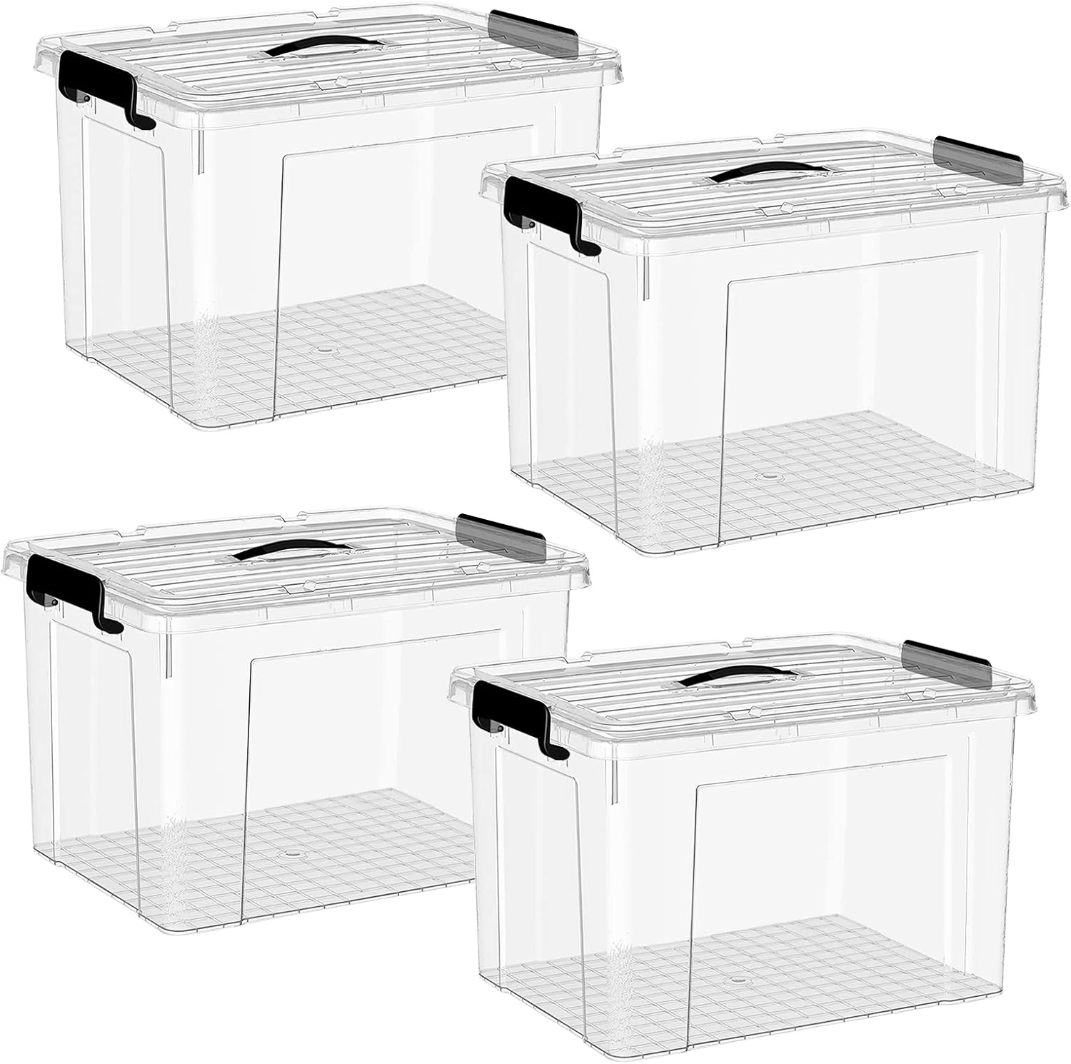 HOHAOO Storage Boxes with Lids, 4 Pack 80L Stackable Storage Boxes