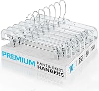 Vista 1 de HOUSE DAY Perchas para faldas transparentes con clips, percha antideslizante de plástico para pantalones con 2 clips ajustables, percha con clip