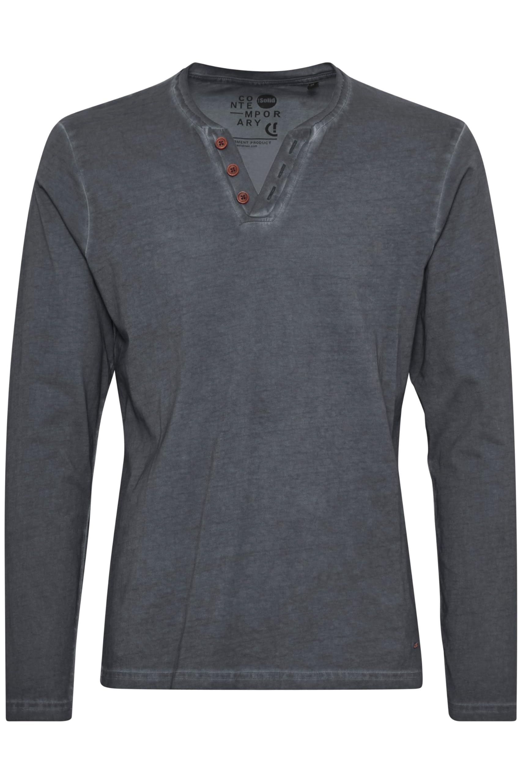 !Solid SDTinox Herren Longsleeve Langarmshirt Shirt mit V-Ausschnitt 100% Baumwolle Regular fit