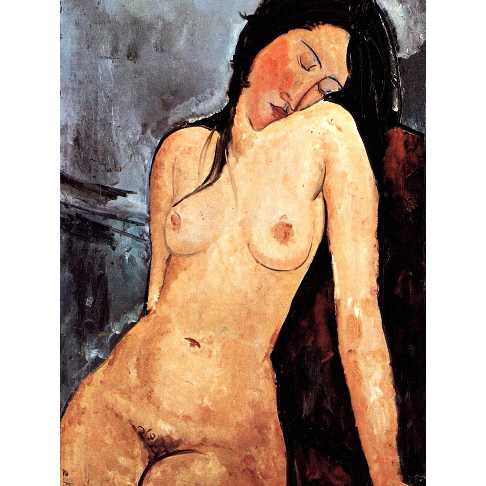 Wee Blue Coo Women's Unframed Paper Amedeo Modigliani Old Master Painting Art Print Poster Wall Decor 12X16 Inch