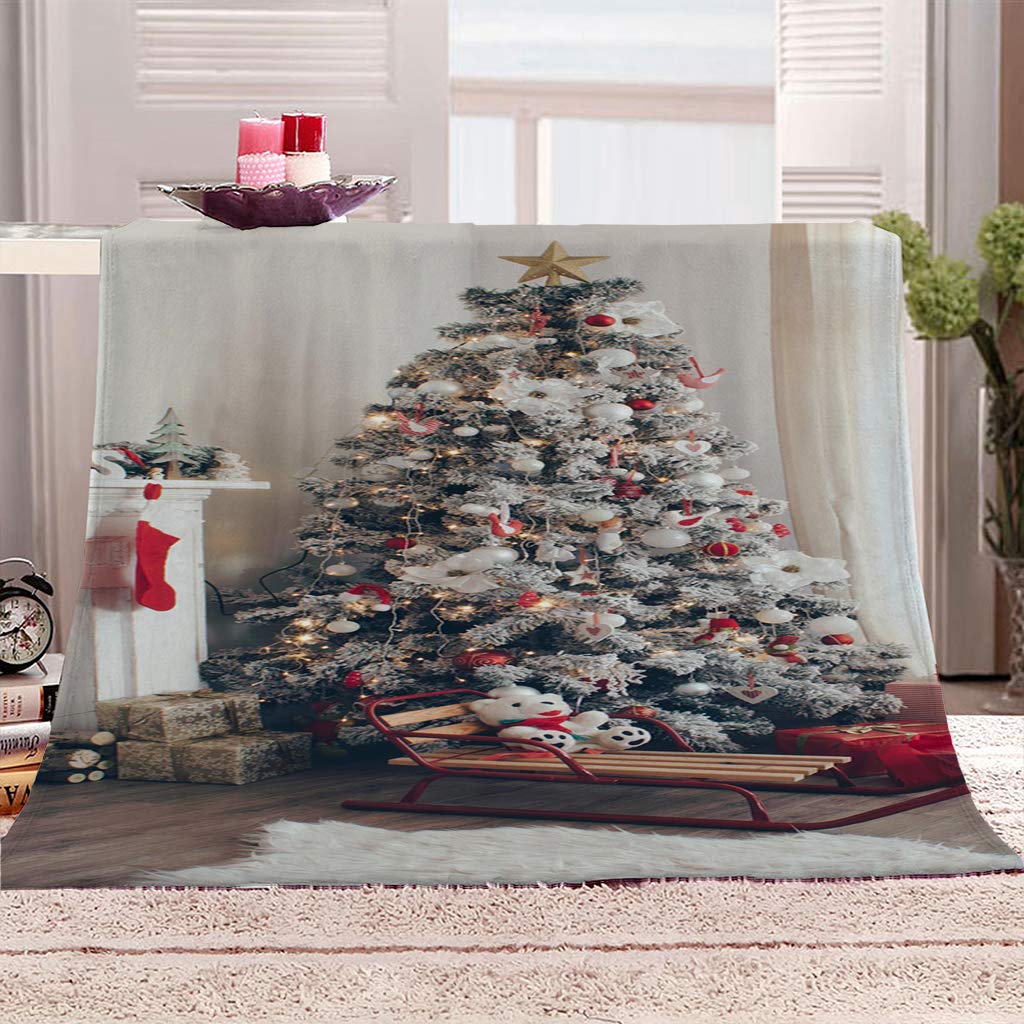 Coperta Letto Matrimoniale Coperta Di Flanella In Microfibra 150X180Cm Idee Per L'Albero Di Natale Stampata Motivo Coperte Divano Inverno Pelose Per Bambini/Adulti Decorazione Per La Casa