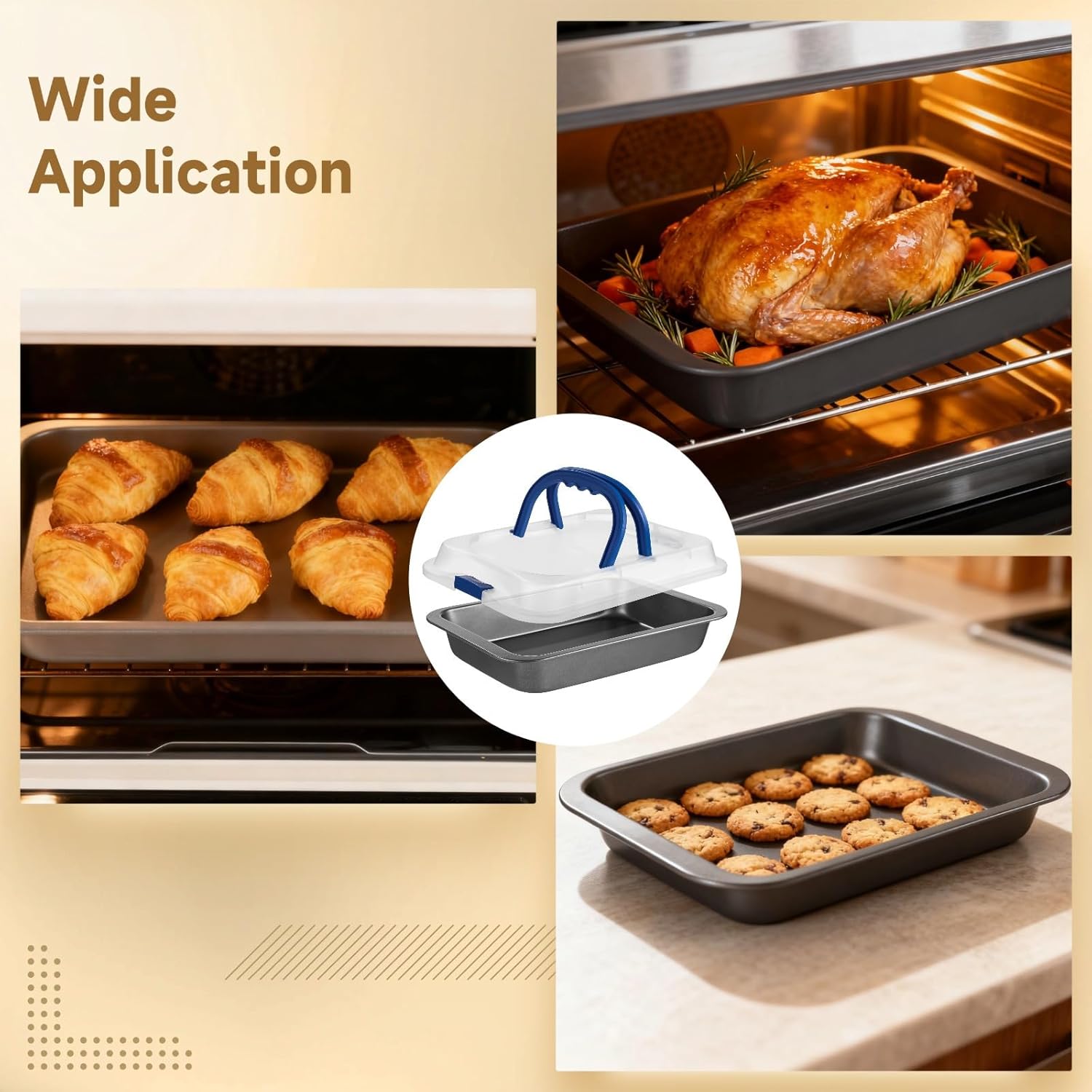 2-Piece Baking Pan Set With Lid, Carbon Steel, Nonstick