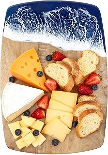 Ocean Charcuterie board, resin cutting board, multifunctional kitchen decoration board suitable for vegetables, cheese and meat (blue)