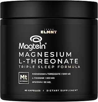 Triple Sleep Magnesium L-Threonate w. Apigenin, Theanine & Magtein Magnesium L Threonate - High Absorption Magnesium Supplement Capsules for Men and Women Magnesium Powder Pills