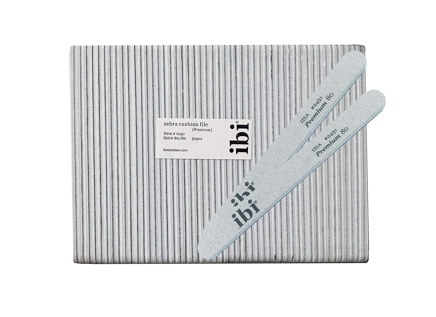 IBI 80 Premium Zebra Cushion File | Grit 80/80 | Washable & Sanitizable (50PCS)