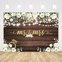 Vista 6 de Telón de fondo de 7 x 5 pies para boda, despedida de soltera, flores blancas de madera rústica, fondo de fotografía, boda, despedida de soltera