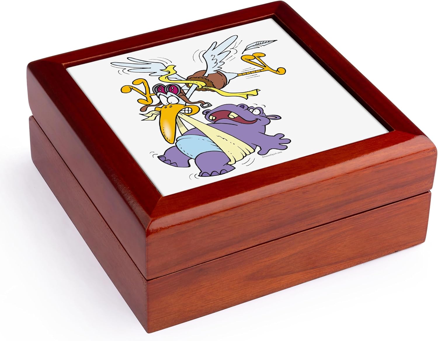 3dRose Funny Stork Delivering Baby Jewelry Box 7 x 7 inch with 4 inch tile
