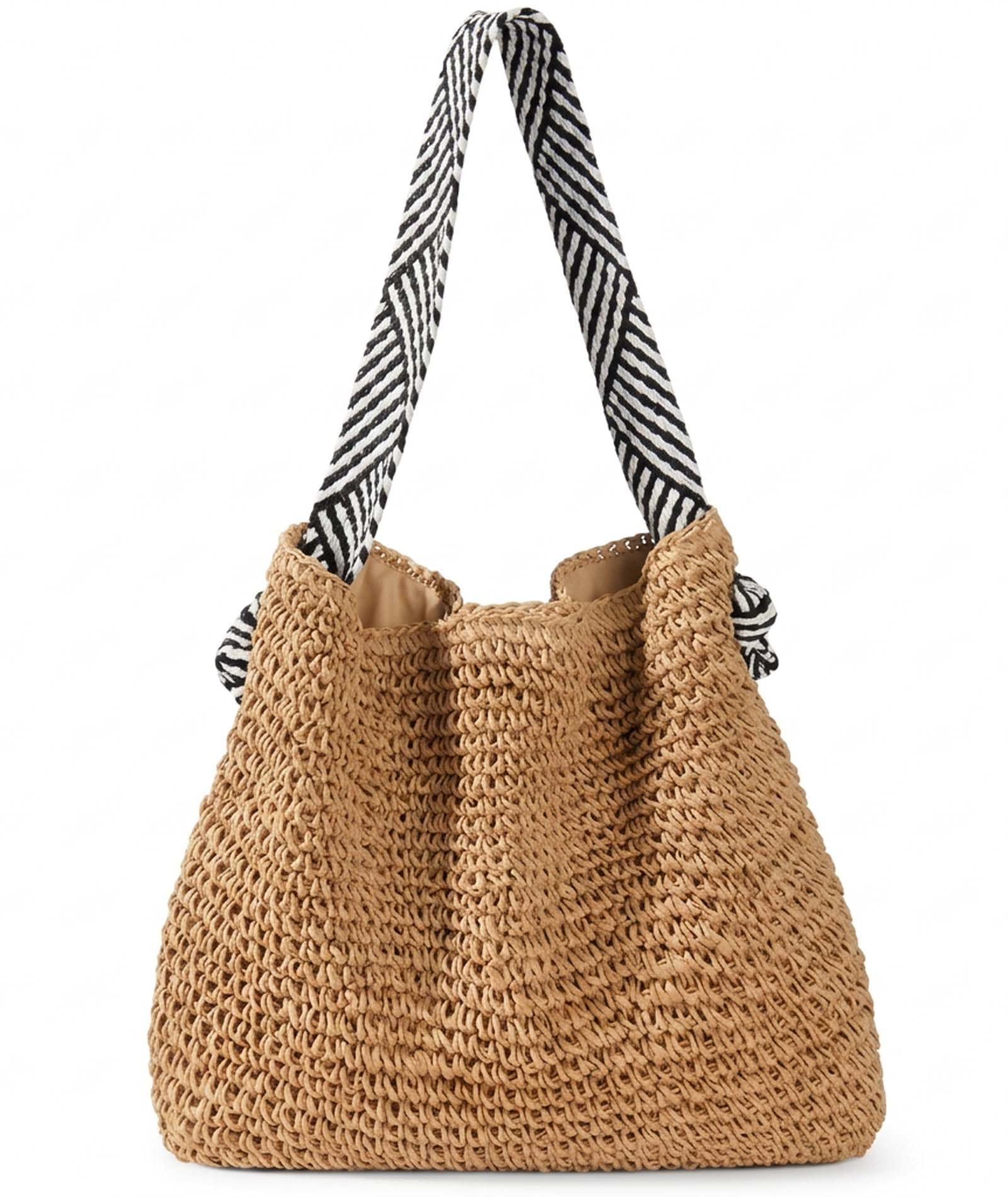 Beach Bags for Women Stylish, Crochet Tote Bags for Women, Bohemian Beach Bag for Seaside Outings and Casual Gatherings, Spacious Carryall for Towels and Essentials, Brown Color Design-image-8