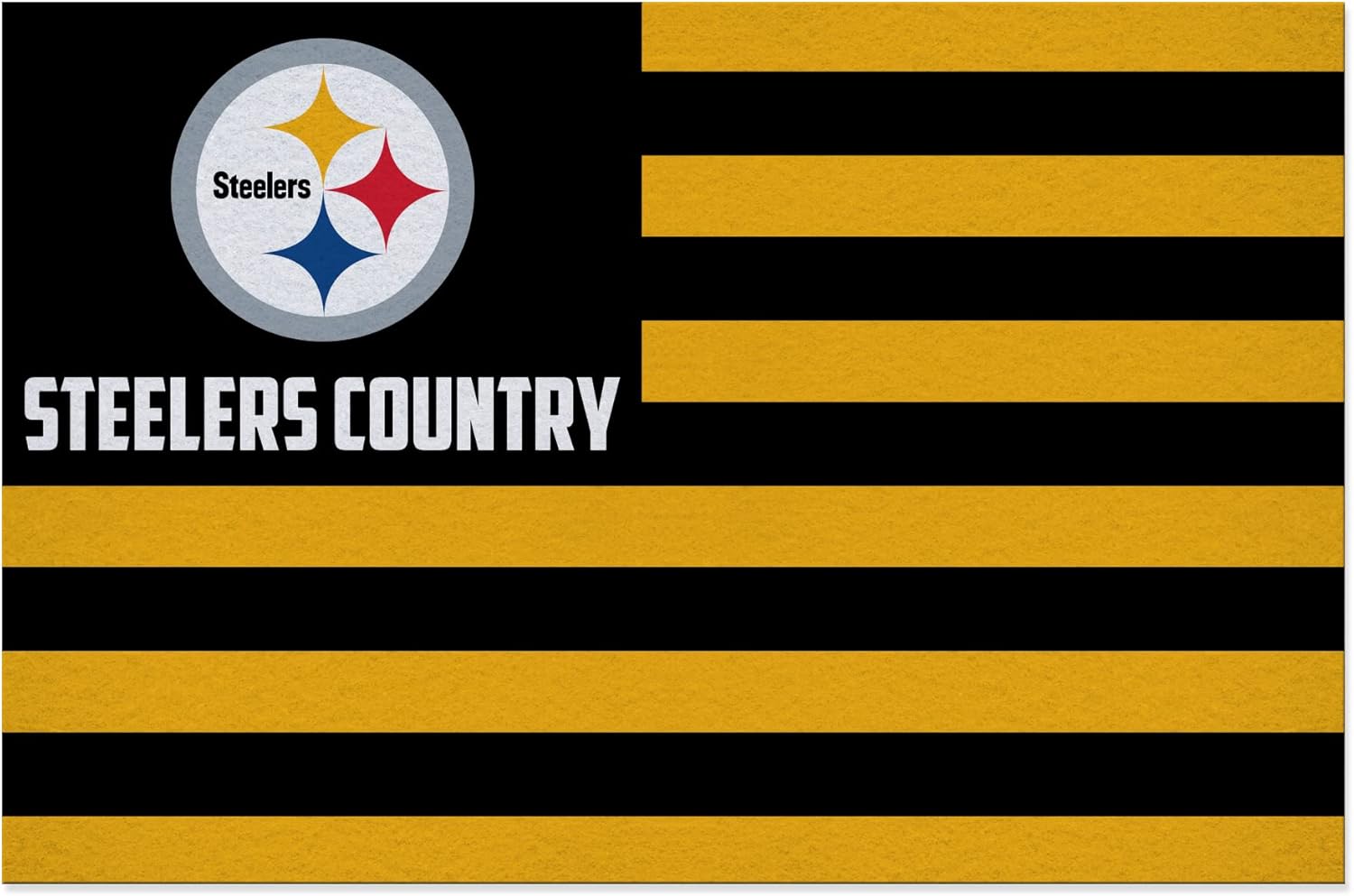 Rico Industries NFL Football Pittsburgh Steelers Country 25" X 35" Felt Wall Décor, Wall Safe for Living Room, Office, Dining Room, Bedroom, Easy to Hang - Made in The USA