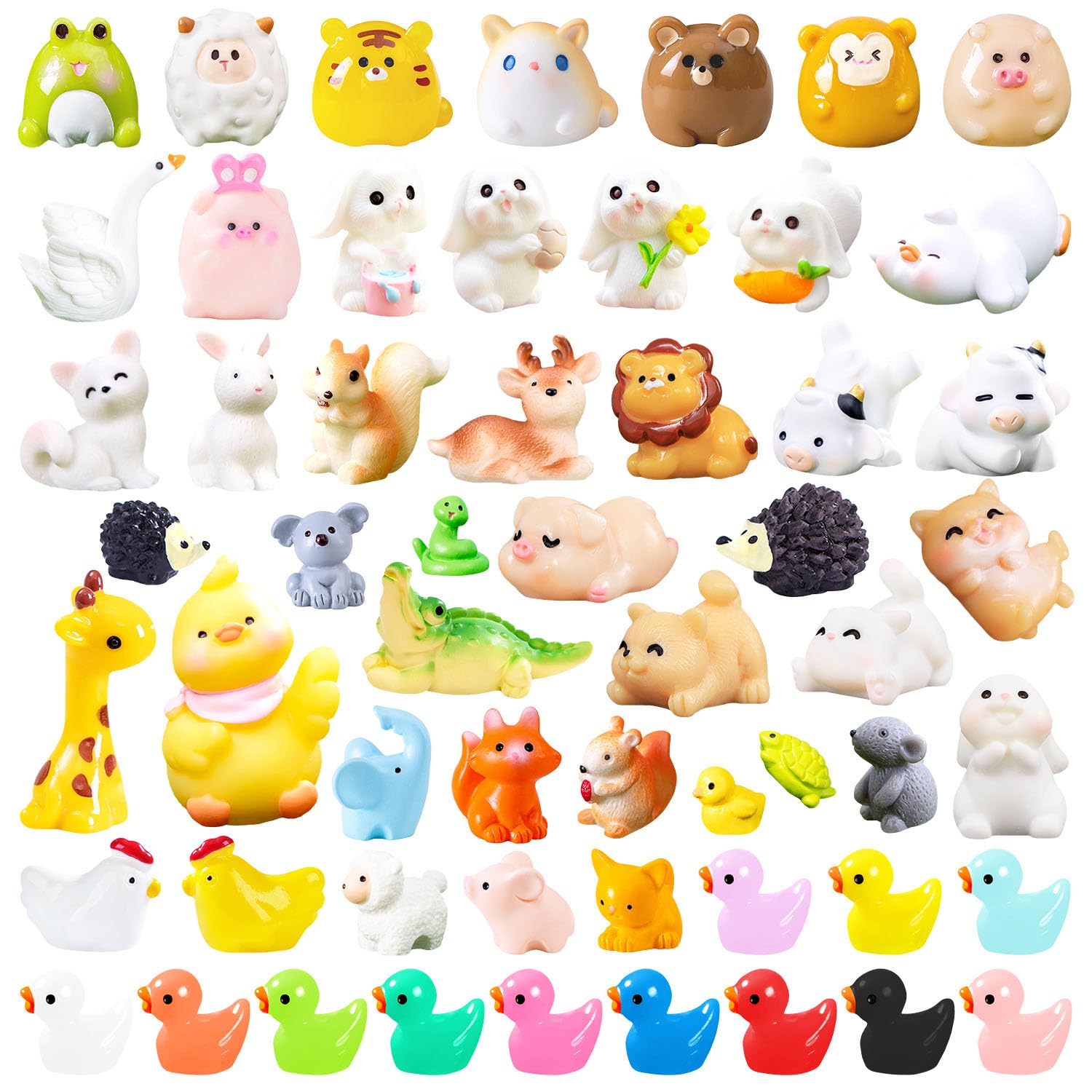 SHIFANQI 56pcs Mini Resin Animals, Tiny Resin Animals Miniature Little Small Ducks Animal Figures Bulk for Micro Fairy Garden Landscape Accessories Dollhouse Hide Crafts Aquarium Decor — image 1