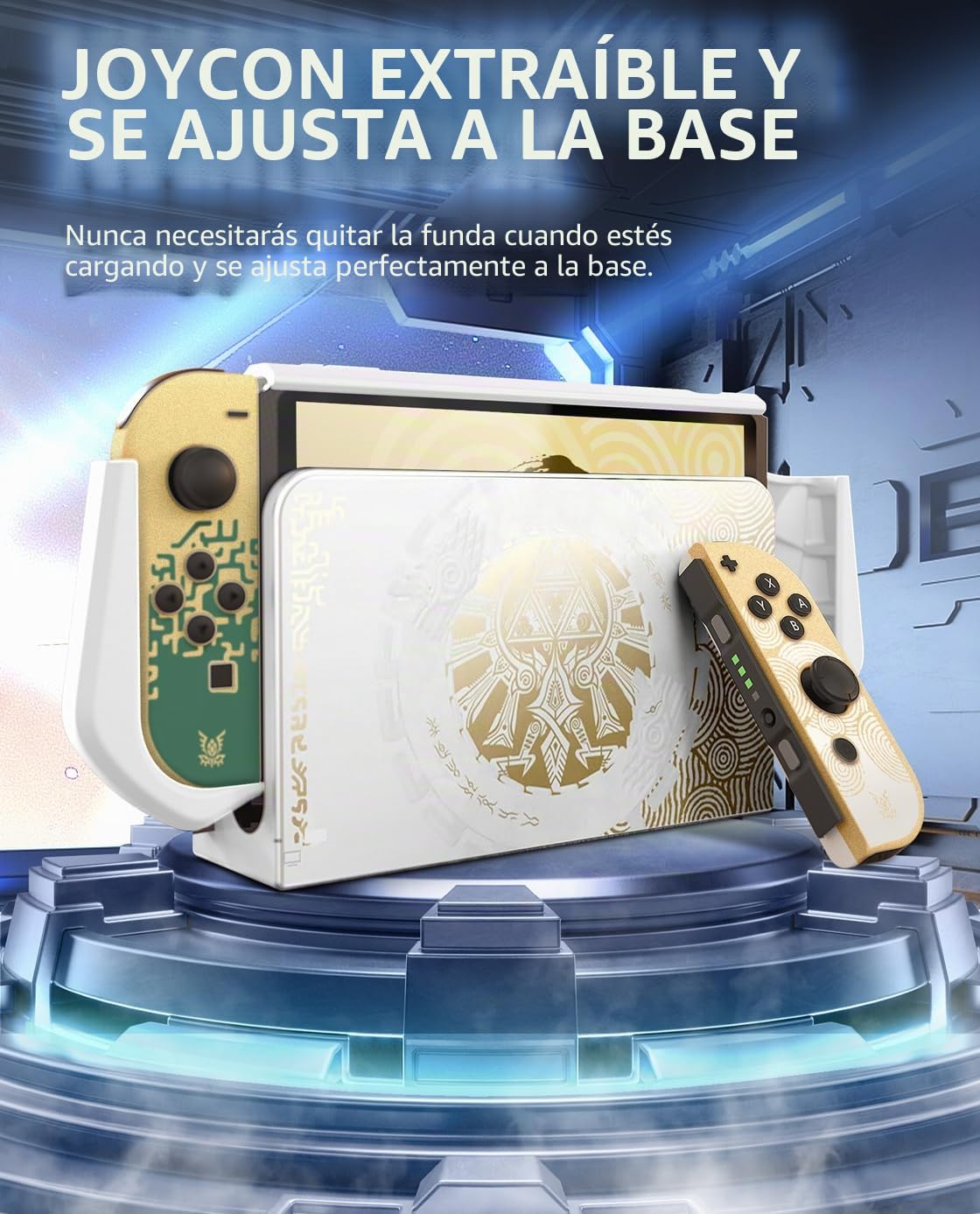 Mumba Funda Acoplable para Nintendo Switch [BladeV2] Carcasa Protectora TPU Grip Case de Agarre Compatible con la Consola y Controlador Joy-con (Platino)