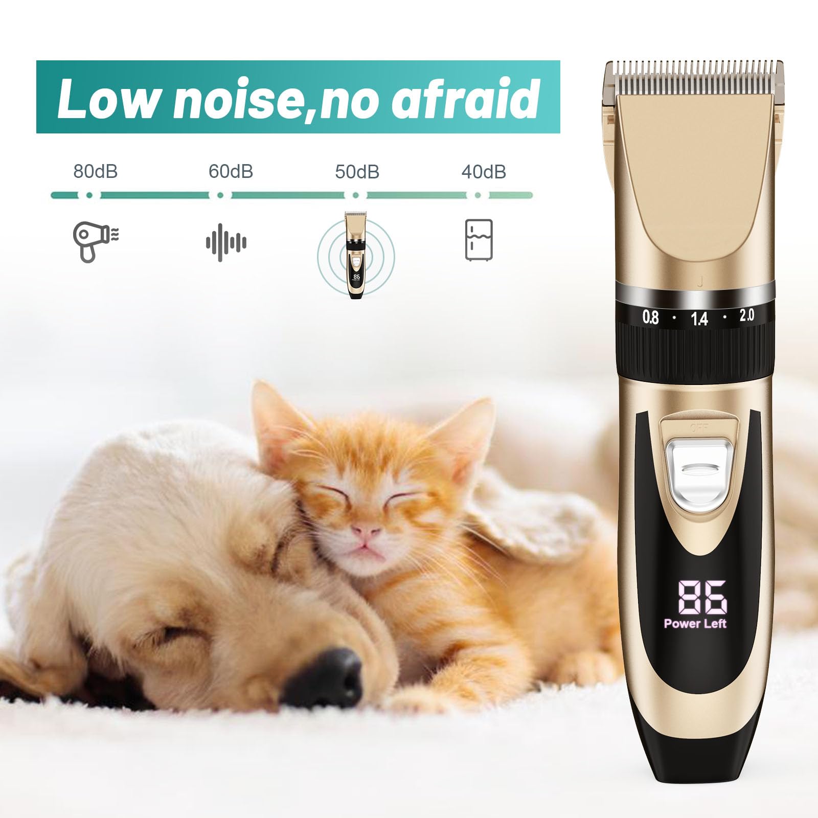 Cortapelos Perros Maquina Cortadora Pelo: Máquina Pelar Perro Profesional Silencioso Afeitadora Para Mascotas Pelo Largo Recargables Cuchilla Maquinilla de Afeitar Cortar Pelos Gatos Inalámbrico