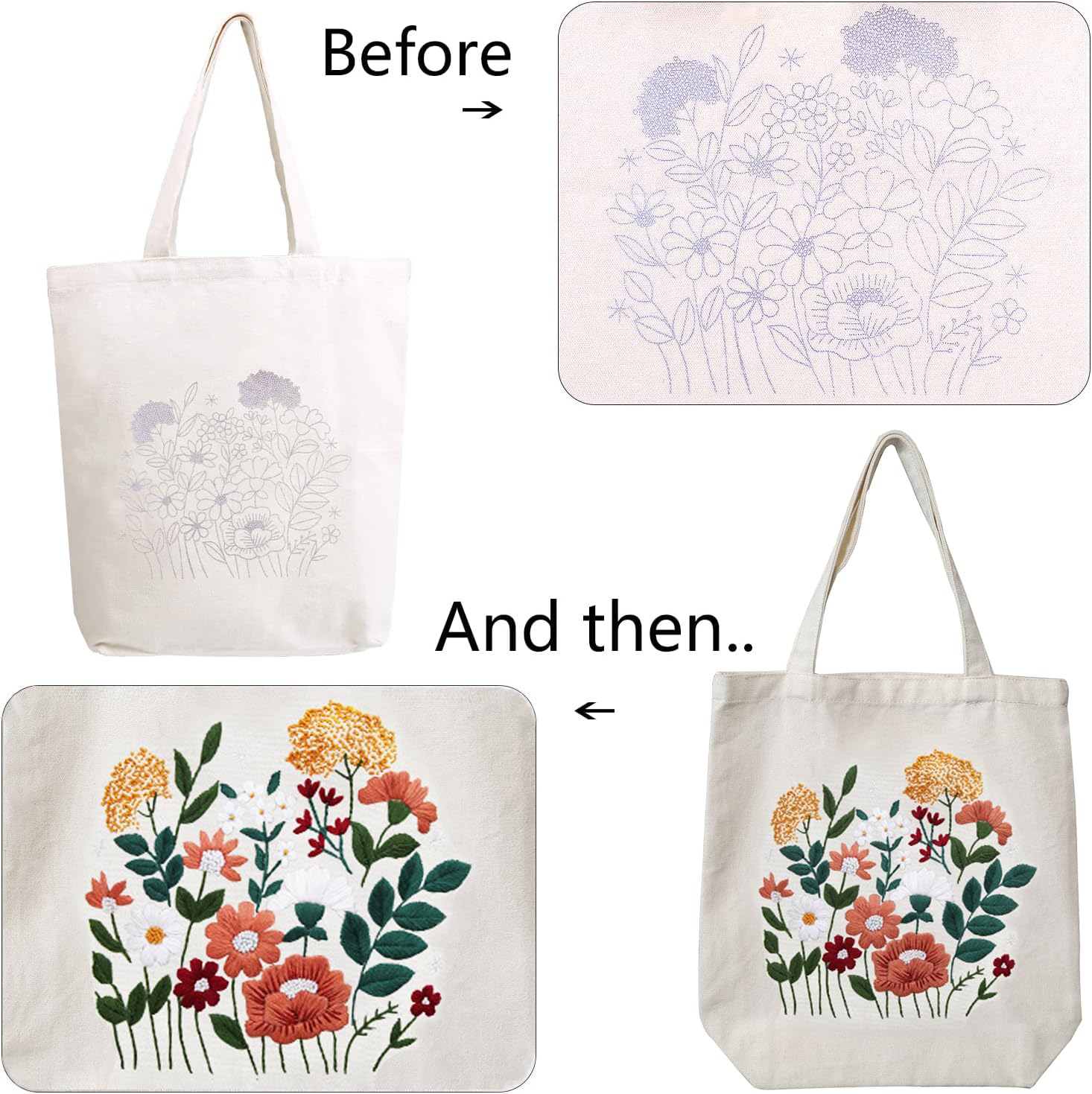 Kit De Broderie, 4 Kits De Démarrage De Broderie Avec Motif