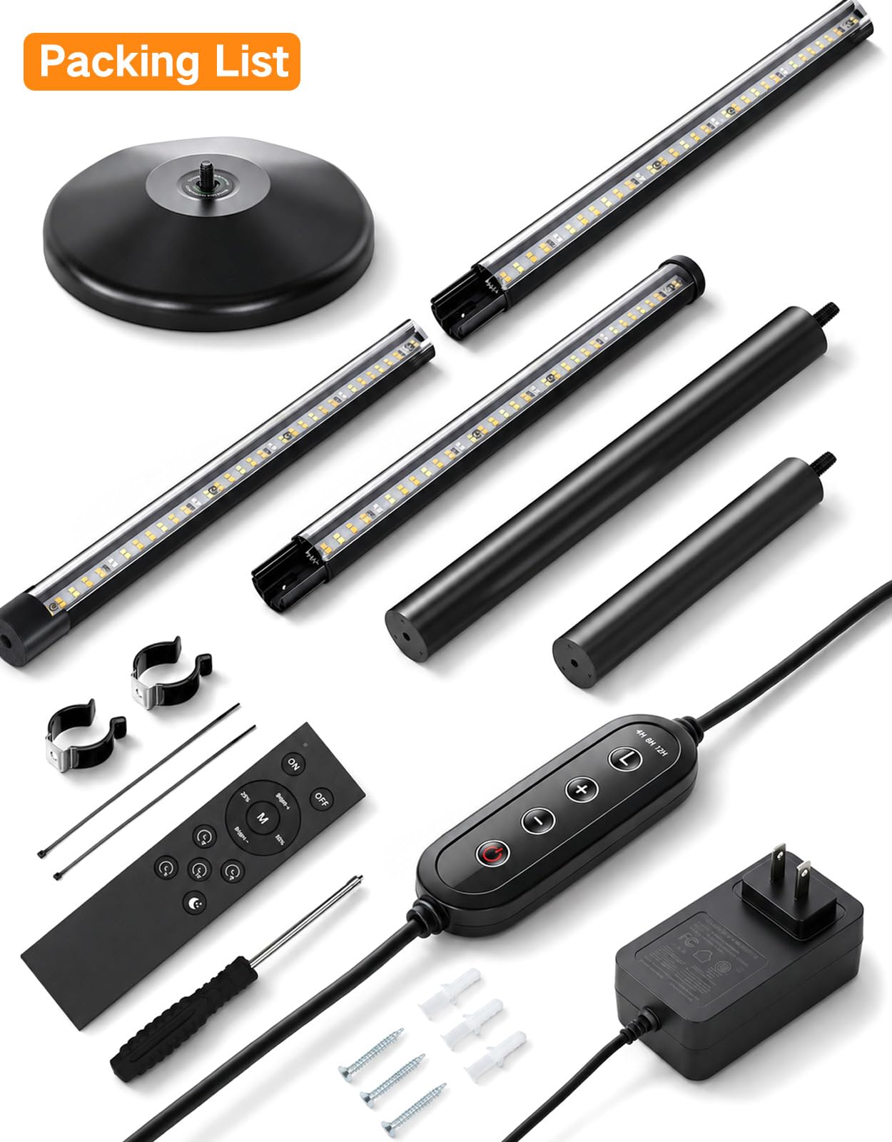 OUTON LED Pflanzenlampe Vollspektrum für Zimmerpflanzen, 210 LEDs, Schwarz | Wachstumslampe mit Timer 4/8/12H, 10 Dimmstufen, Höhenverstellbar 38-110 cm, Vertikale Pflanzenleuchte für große Pflanzen