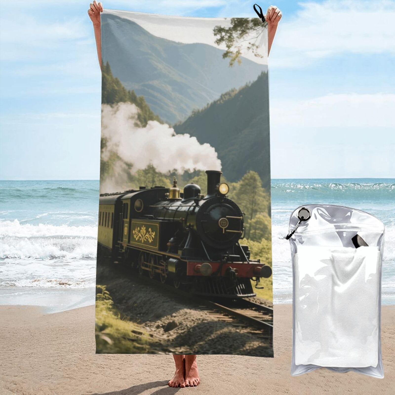 LMNGH Train Bath Towel Super Absorbent Quick Dry Bathroom Towel Sand Free Microfiber Beach Towels for Bathroom, Gym, Spa and Hotel Towel 27.5"x55"