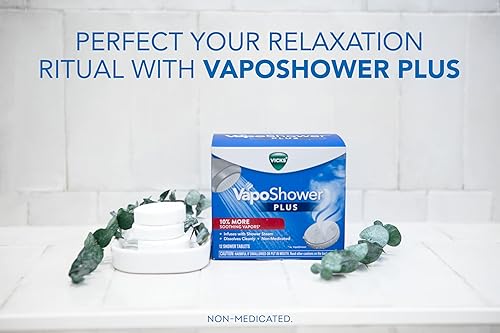 Vista 13 de Vicks VapoShower Plus, tabletas de bomba de ducha, vaporizadores calmantes no medicados, 12 tabletas y cristales de baño Vicks VapoBath, solución