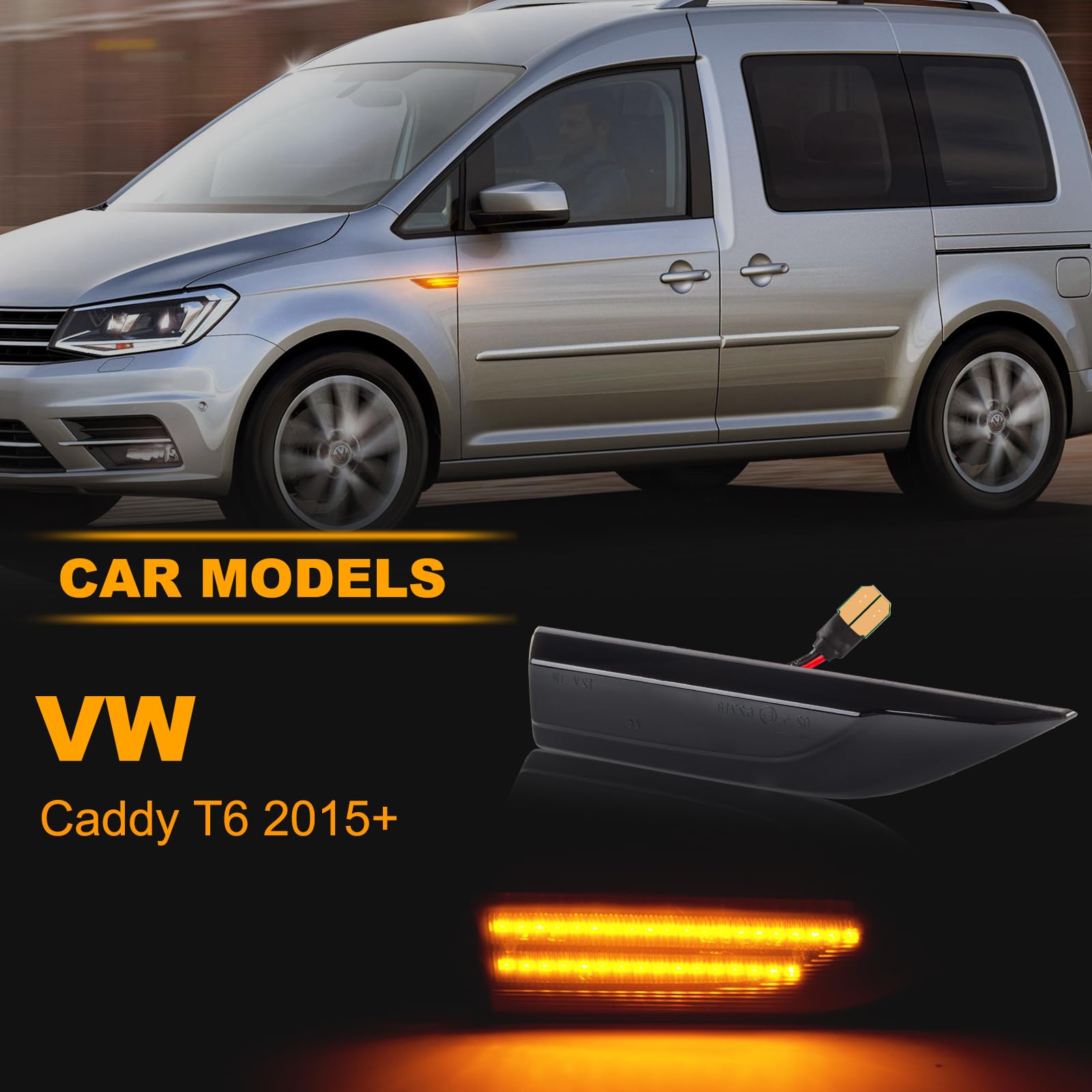 Frecce Laterale a LED per VW Caddy T6 2015~2024, Indicatore di Direzione, 2 Pezzi