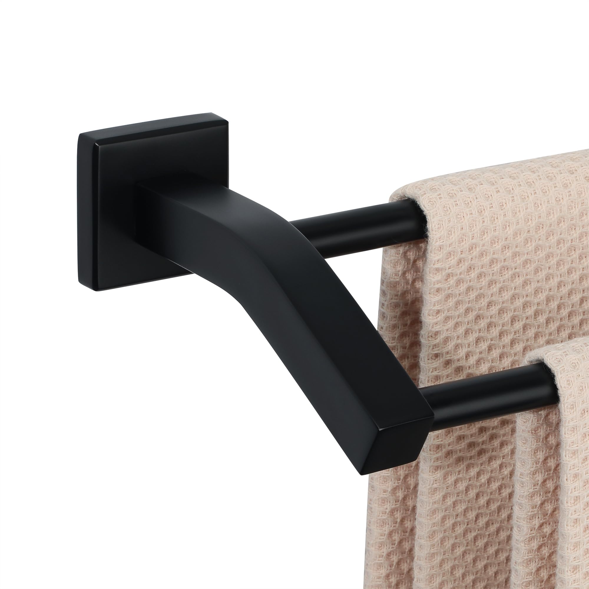 AliseBath Double Towel Bars,Towel Holder Towel Racks for Bathroom Lavatory,24 Inch SUS304 Stainless Steel Towel Hanger Towel Rail Wall Mount,Matte Black,GK9009-B