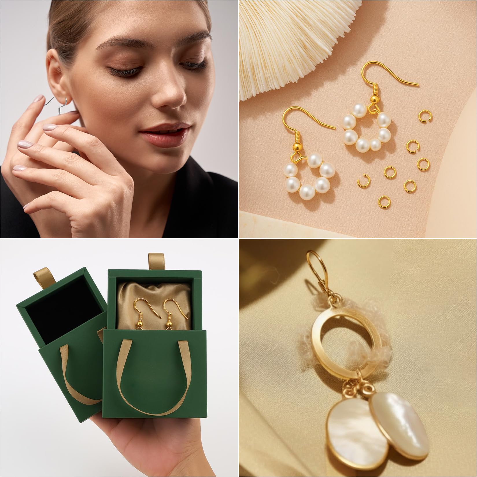 Ganci per Orecchini Fai Da Te, 300 Pz Ganci e Anelli in Oro e Argento, Accessori per Gioielli con Fermagli di Sicurezza