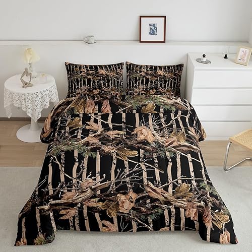Feelyou Camouflage Comforter Set Queen Size All Purpose Camo Bedding Set for Hun