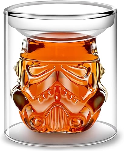 Miniatura 1 de VI AI Vasos de agua de doble pared, taza de Samurai blanca, taza de cristal de whisky, taza de cristal de 5.1fl oz