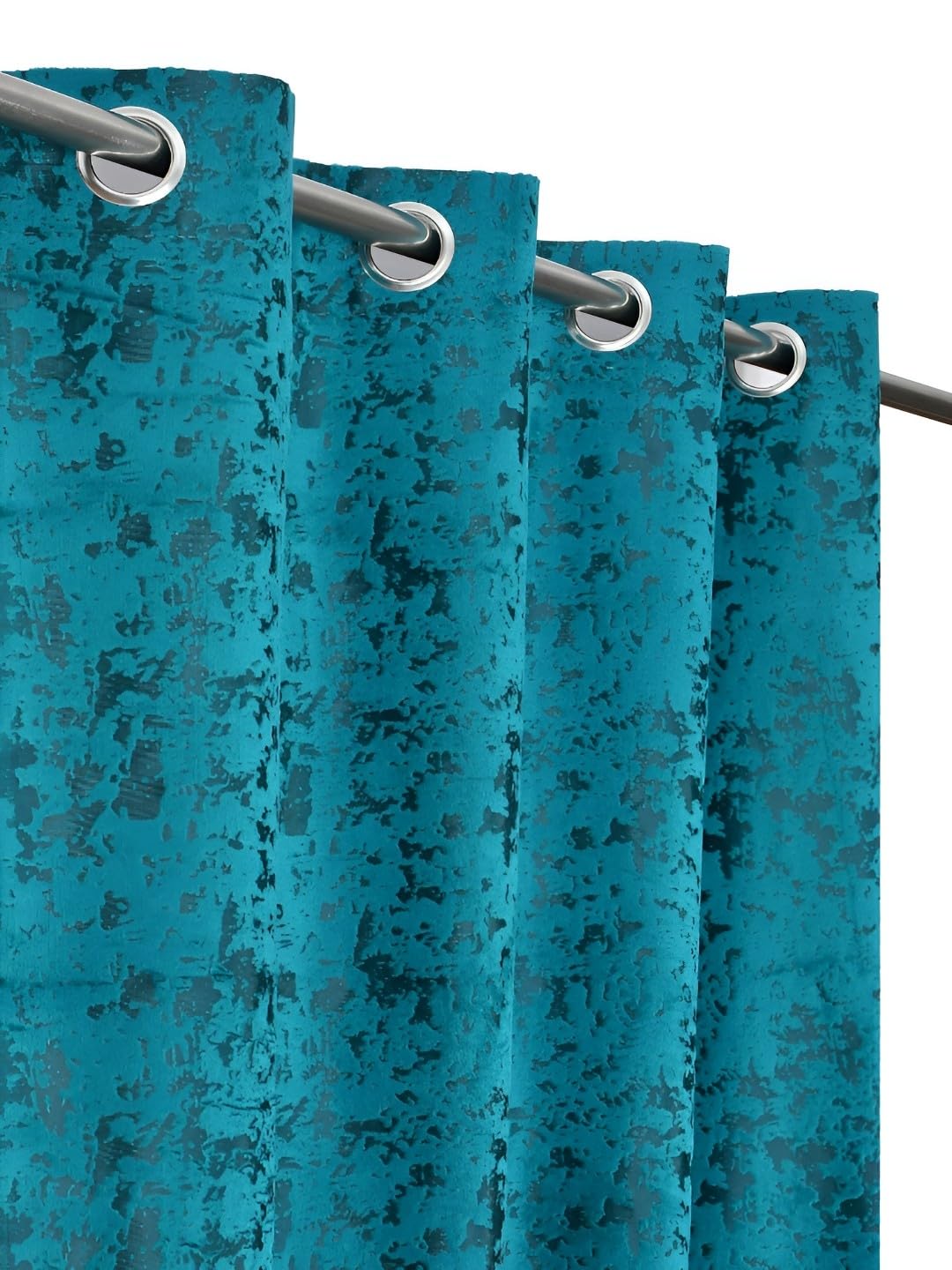 IVAZA Premium Velvet Burnout Pattern 70% Blackout Opaque Curtains - Thermal Insulated, Heavy Blackout Opaques, Room Darkening Curtain for Window 5 Feet Pack of 1 Aqua Burnout