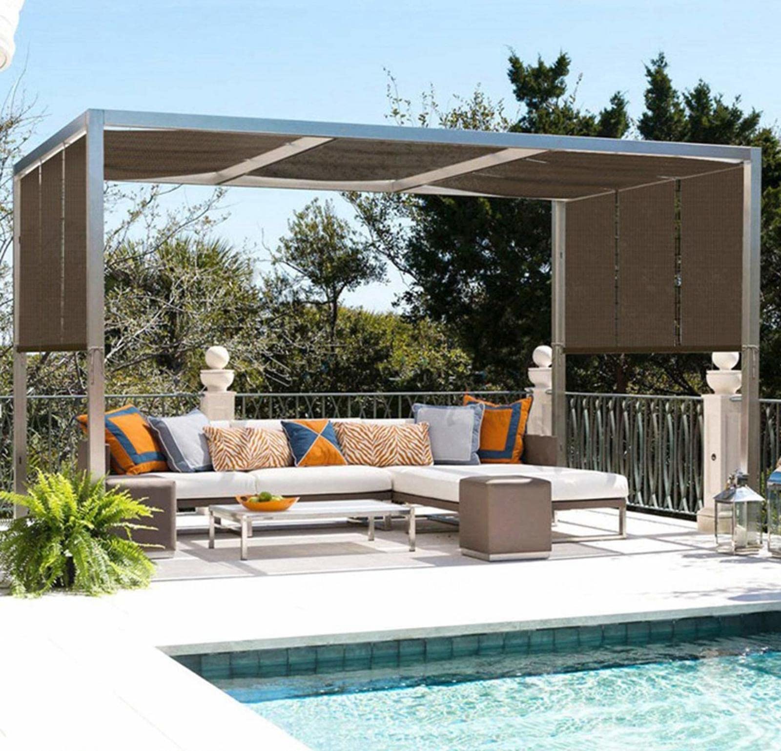 WQPMNYG Rectangular Outdoor Sun Shade Sail 3x6m - Breathable Brown Mesh Canopy for Garden Pergola Balcony & Courtyard - UV Protection & Versatile Shade Solution