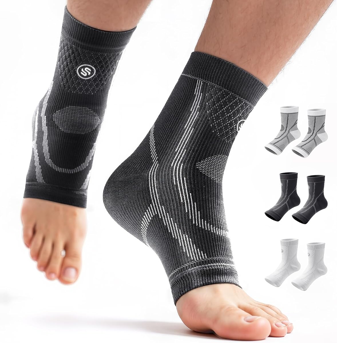 3 Pairs Neuropathy Socks for Women & Men, Toeless Compression Socks | 20-30 mmHg Compression for Neuropathy, Plantar Fasciitis, Achilles Tendonitis Relief - Ankle Socks for Arch Support