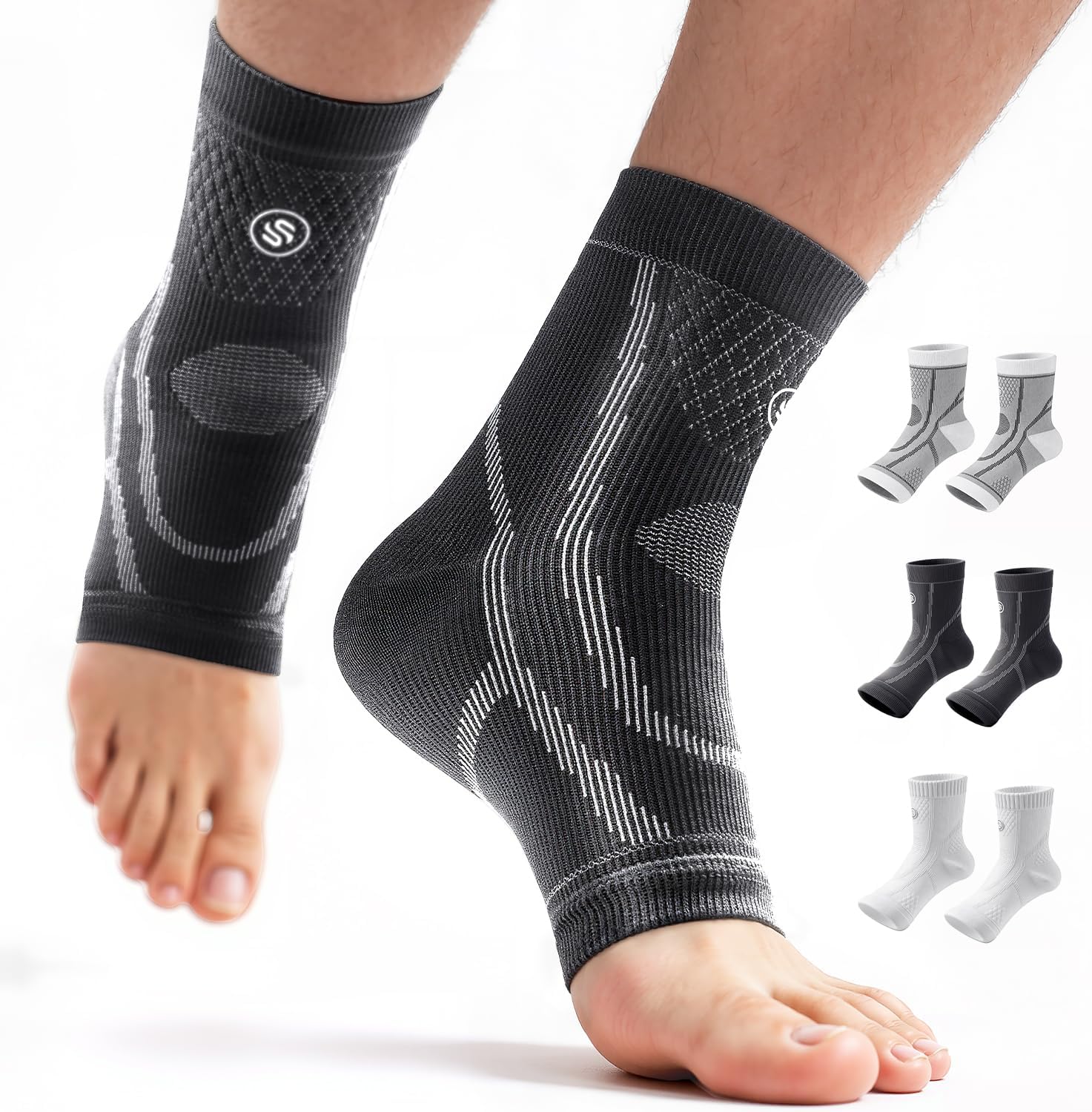 3 Pairs Ankle Brace for Women & Men,[Upgraded Ultra Breathable] Plantar Fasciitis Socks,Ankle Compression Sleeve for Achilles Tendonitis Relief, Heel Pain,Foot Pain and Swelling in Ankle Support