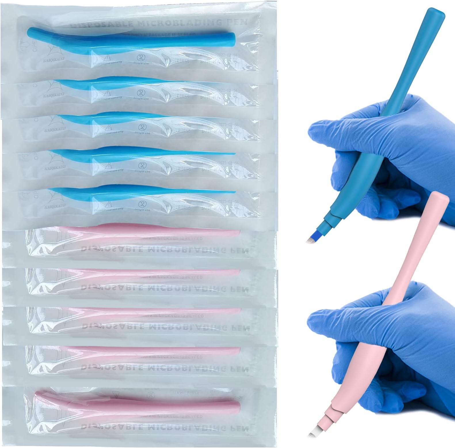 10Pcs/Pack Microblading Disposable Pen 14F Needles Manual Eyebrow Tattoo Pen Supplies Permanent Makeup Needles for Eyebrow and Lips (Style-1)