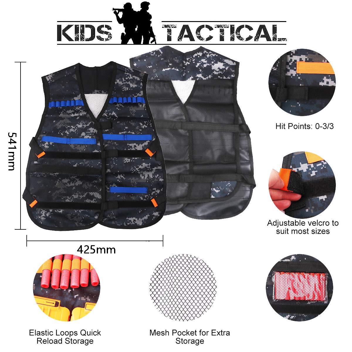 Buy Nerf Vests for Kids, 110pcs 2 Set Tactical Vest Kit for Nerf Guns NStrike Blasters And