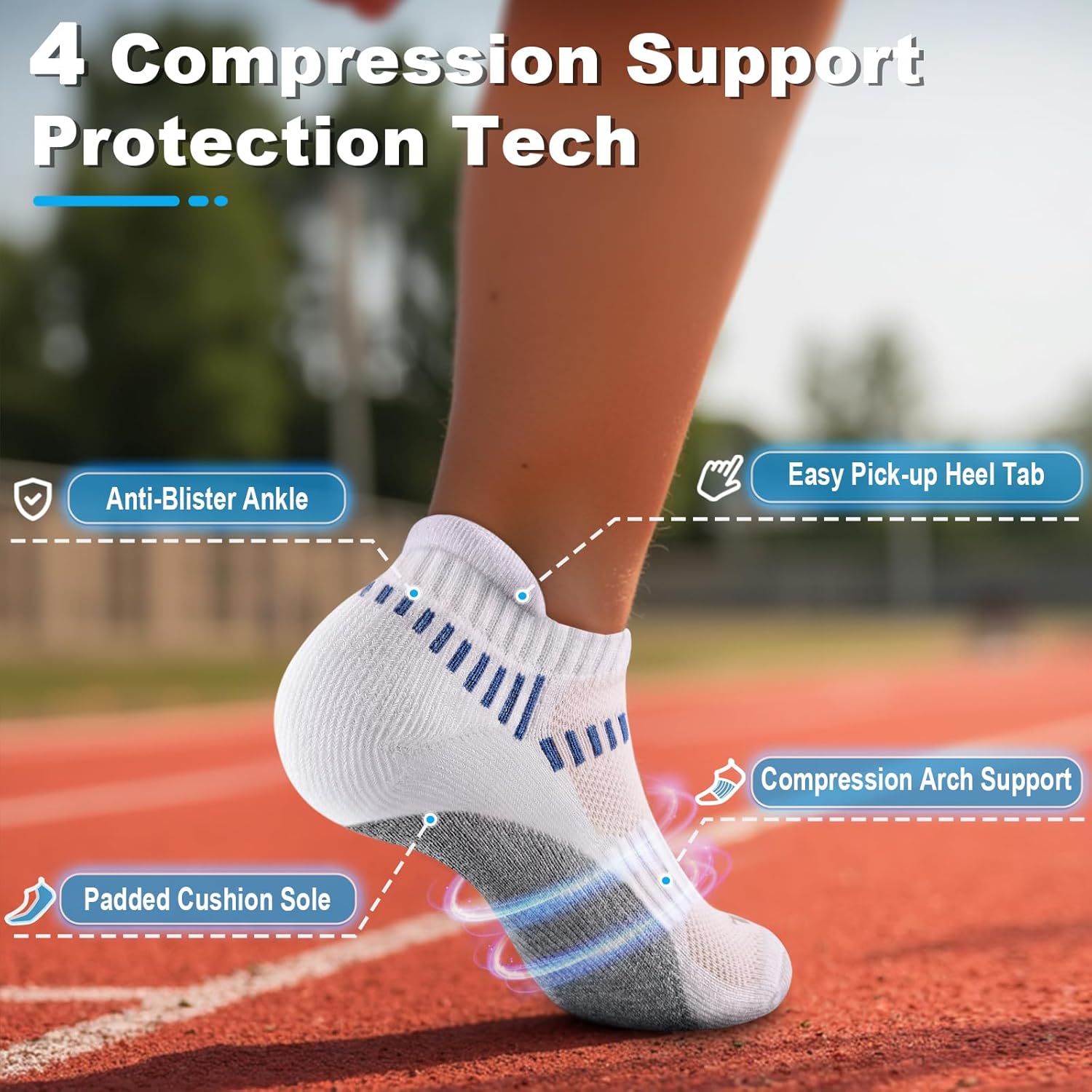 Bigant Boys Socks Low Cut Ankle Cushioned Athletic Socks for 4-12 Years Girls Kids Compression Running Arch Support 6 Pairs - Image 3