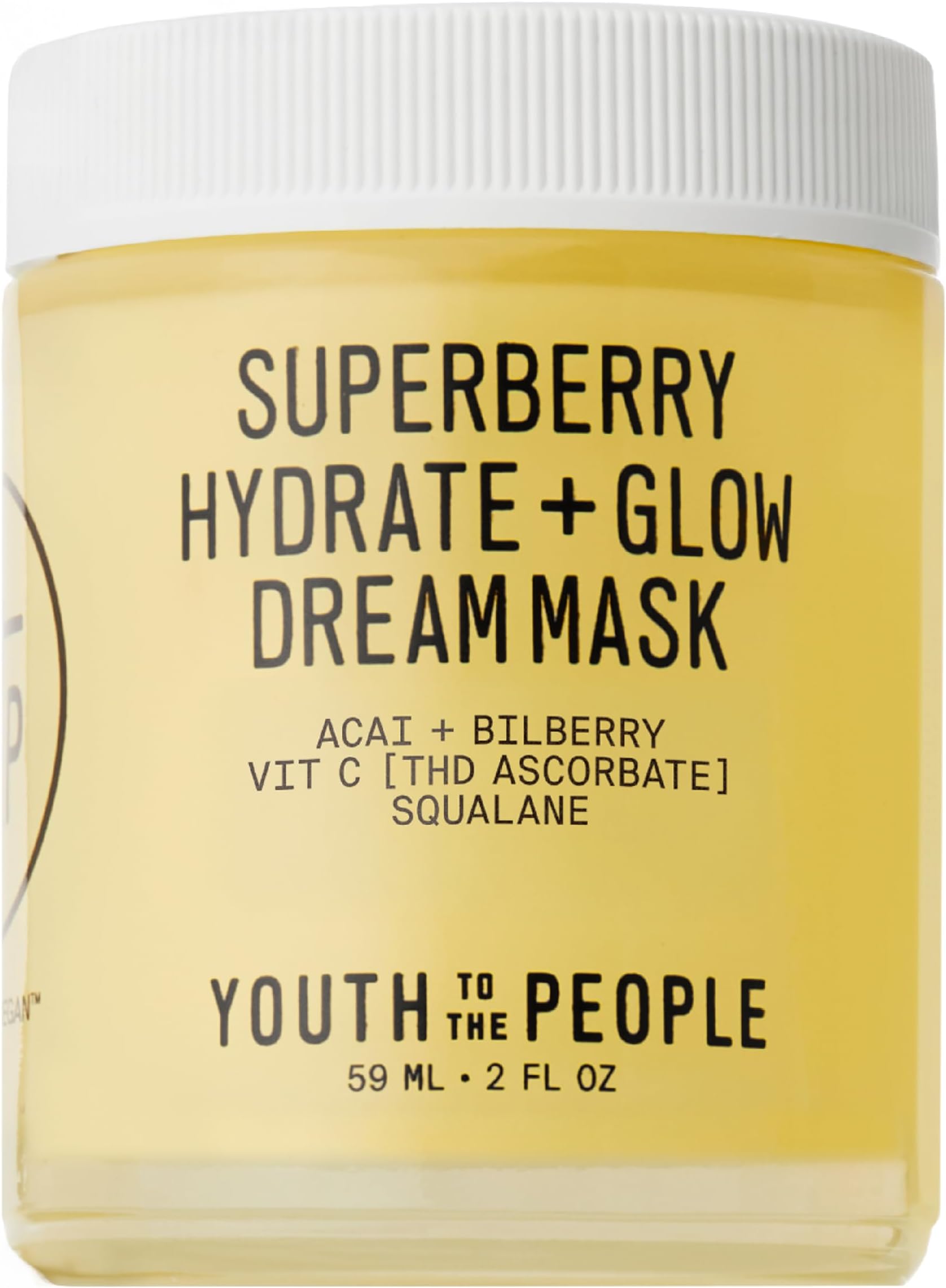 Superberry Hydrate + Glow Dream Mask - Hyaluronic Acid, Squalane, Vitamin C, Face Moisturizer + Overnight Facial, Non-Greasy, Plumps, Brightens, Evens Tone, For Dry + Dull Skin