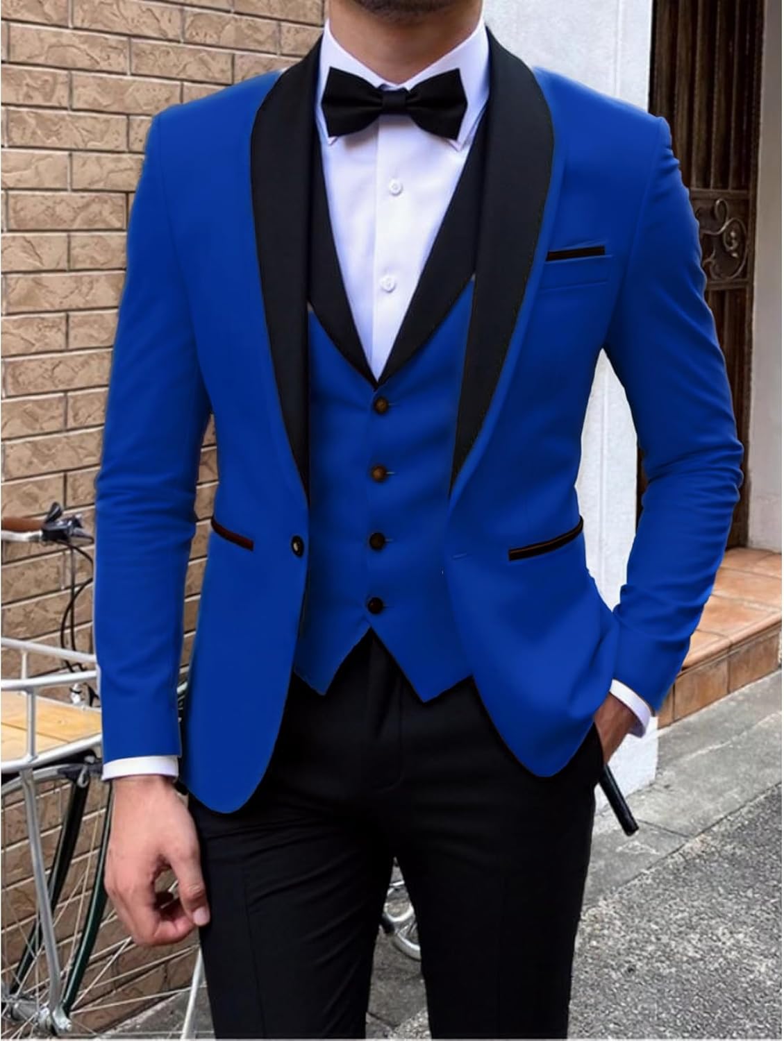 Men's 3 Piece Suit, Formal Tuxedo Suits for Men Groom Wedding Homecoming Prom Party Suit Blazer+Vest+Pants