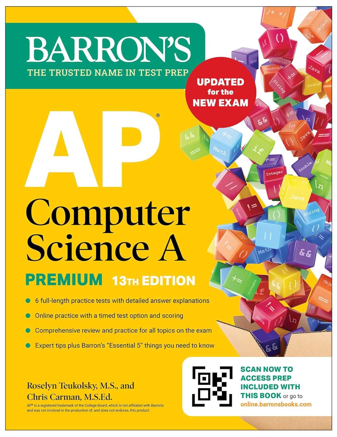 Barron's AP Computer Science A Premium 13th Edition: 6 Practice Tests + Online Review for 2026 Exam