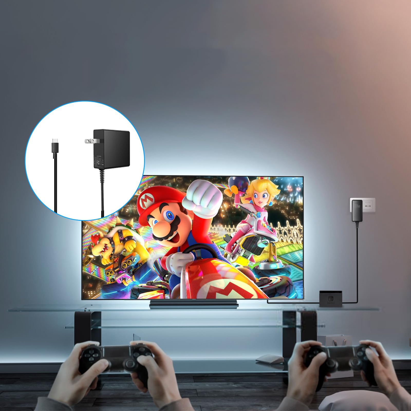 Cargador Deummiu USB tipo C 1,8 m para Nintendo Switch/Lite/OLED, compatible con Switch Pro y PS5, funciona como el cargador oficial Nintendo Switch