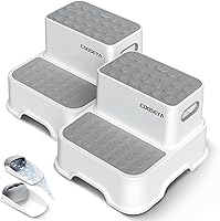 COOSEYA 2-Pack Toddler 2-Step Stools - No-Slip Bathroom Sink & Toilet Stepper for Kids Potty Training