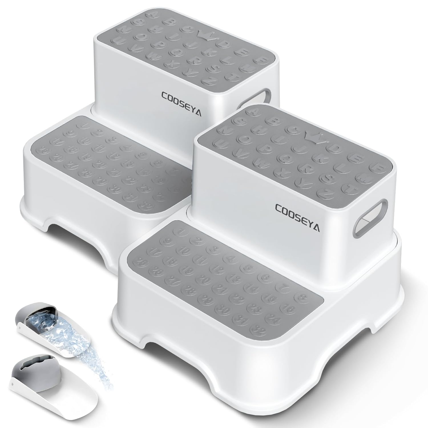 COOSEYA 2 Step Stools for Kids Toddler Step Stool for Bathroom Sink No-Slip Double up Stepping for Toddlers