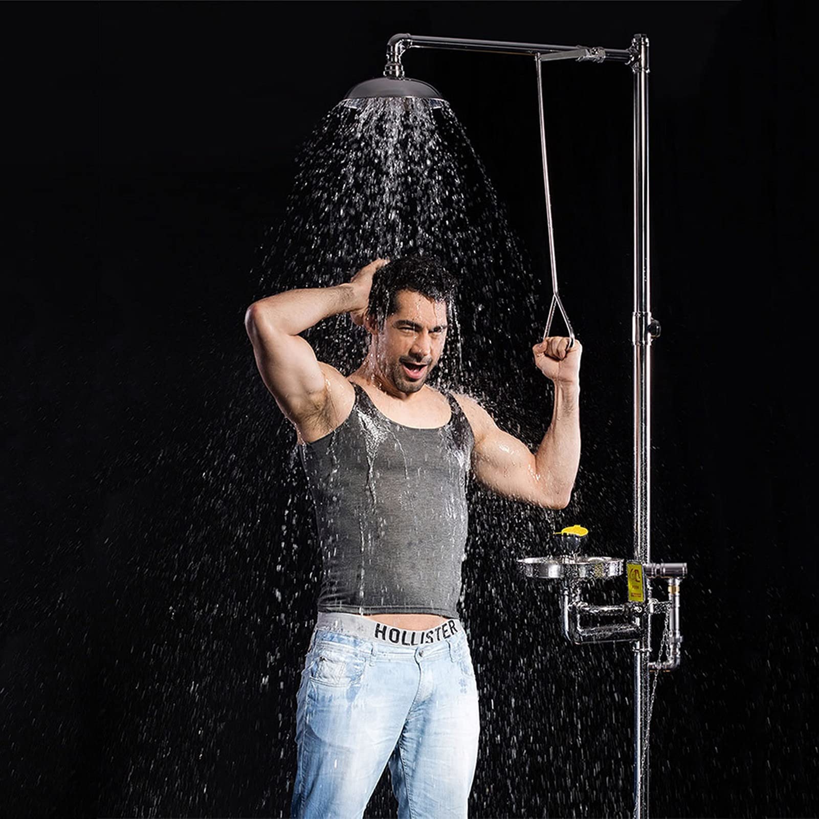 Station de douche oculaire d'urgence, combinaison en acier inoxydable pour une réponse rapide et une utilisation facile