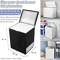 Vista 2 de Cubiertas para Congelador Profundo para Exteriores, Cubierta Resistente 600D Duradera para Congelador de Pecho Impermeable, Cubiertas de Congelador