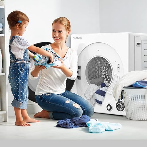 Miniatura 9 de COSTWAY Secadora de ropa portátil, 13.2 libras de carga frontal compacta con tambor de acero inoxidable, 5 programas de secado y ventilación de